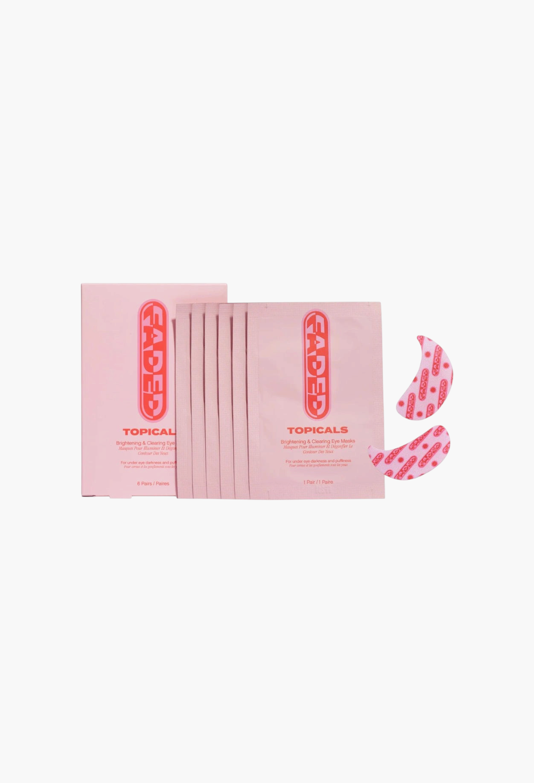 GLAM MODA Topicals Faded pink hydrogel under eye masks for brightening and clearing dark circles in 6-pack packaging