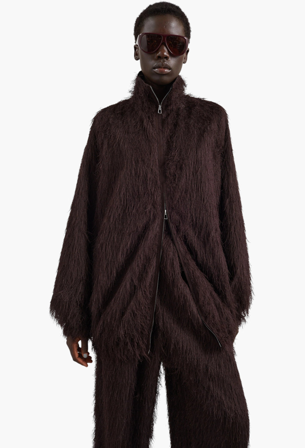 Baxter Fringed Track Jacket - Dark Brown - GLAM MODA