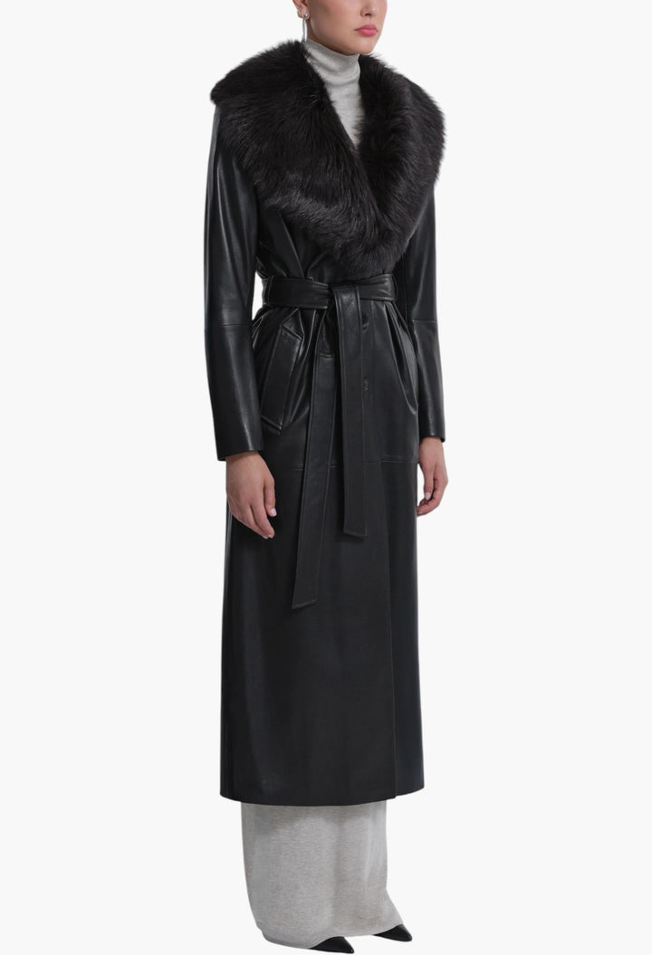 Dakota Glamorous Leather Coat - GLAM MODA