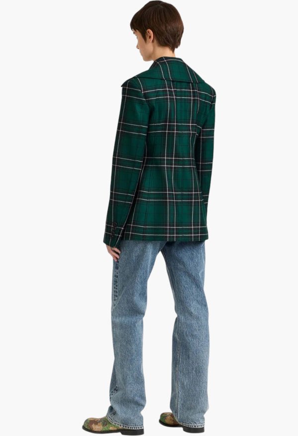 Fitted Waist Tailored Jacket In Forest Green