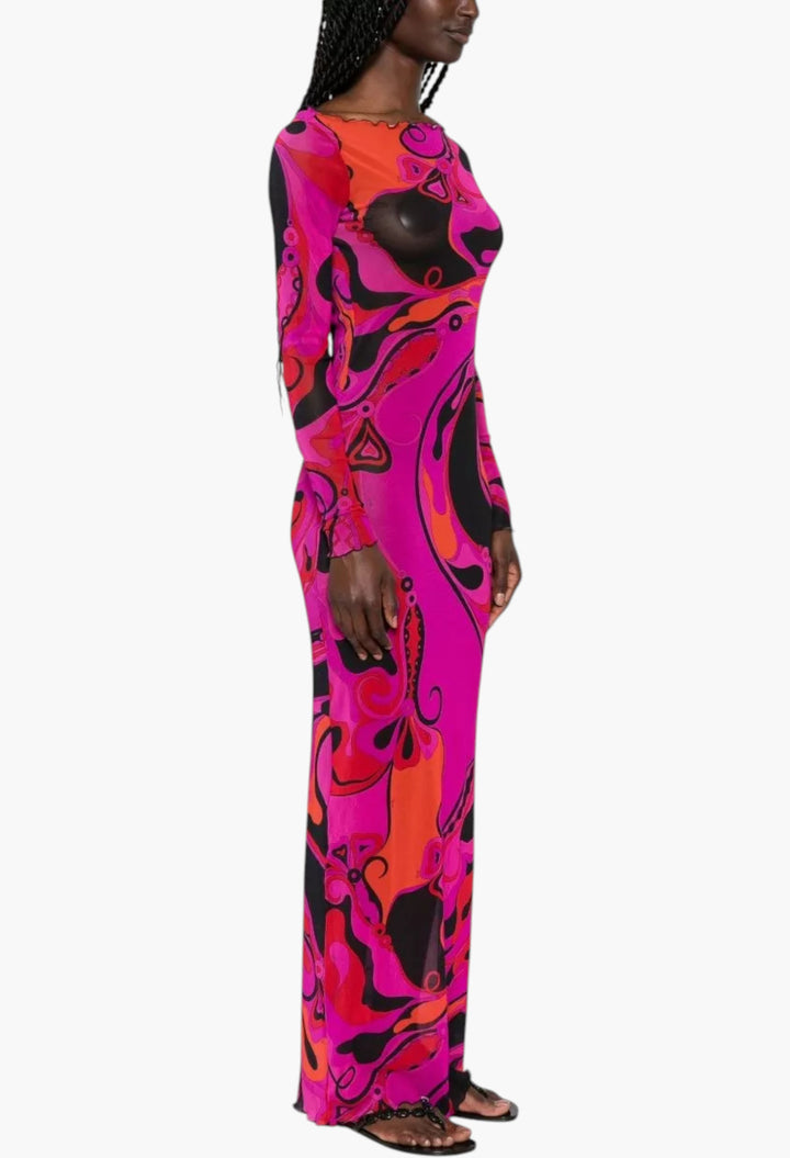 Printed Long Dress - GLAM MODA