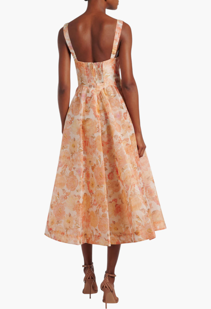 Rebellion Floral Linen And Silk Midi Dress - GLAM MODA