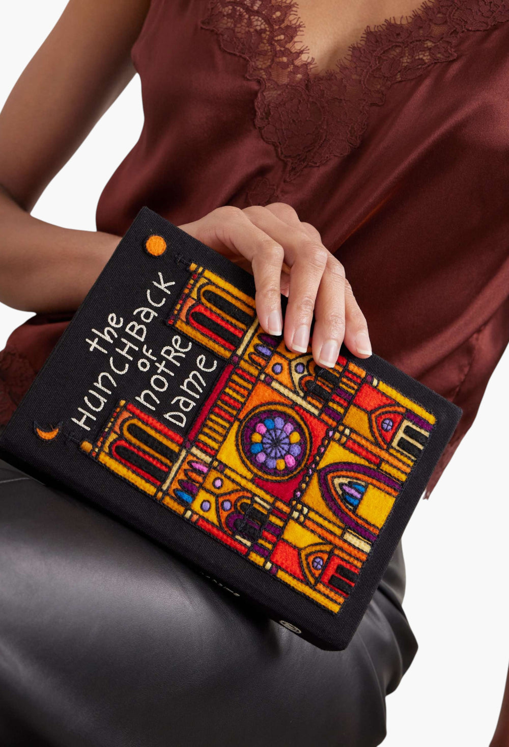 The Hunchback Of Notre-Dame Embroidered Appliquéd Canvas Clutch - GLAM MODA