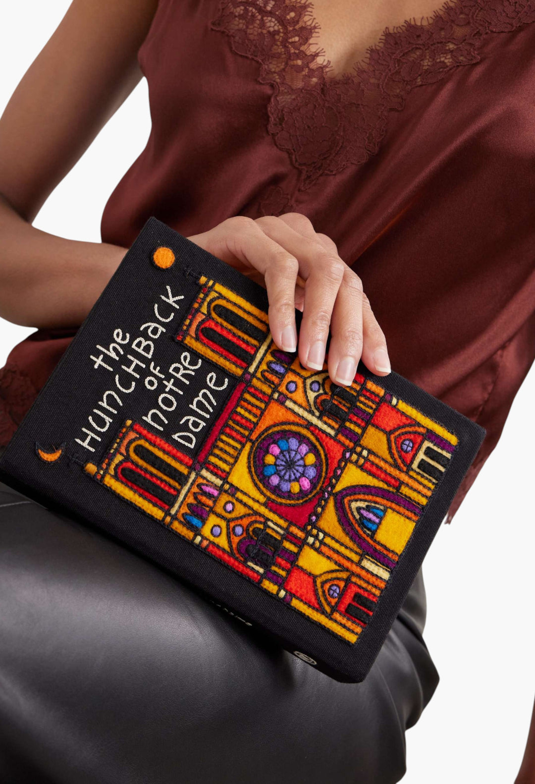 The Hunchback Of Notre-Dame Embroidered Appliquéd Canvas Clutch - GLAM MODA