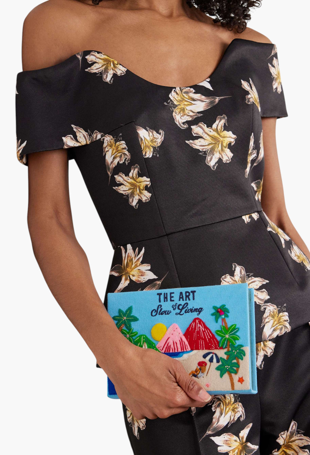 + Mlle Mouns The Art Of Slow Living Embroidered Appliquéd Canvas Clutch - GLAM MODA