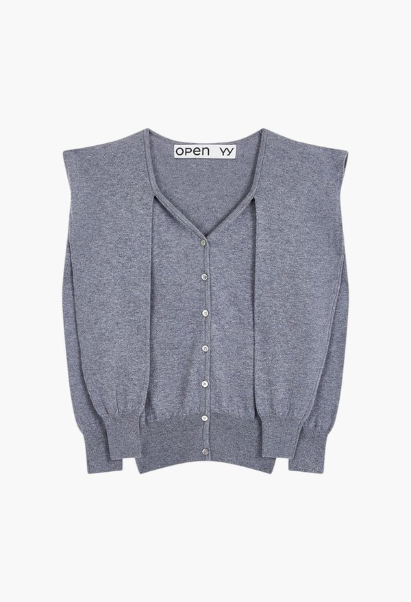 Sleeve Layered Cardigan, Gray