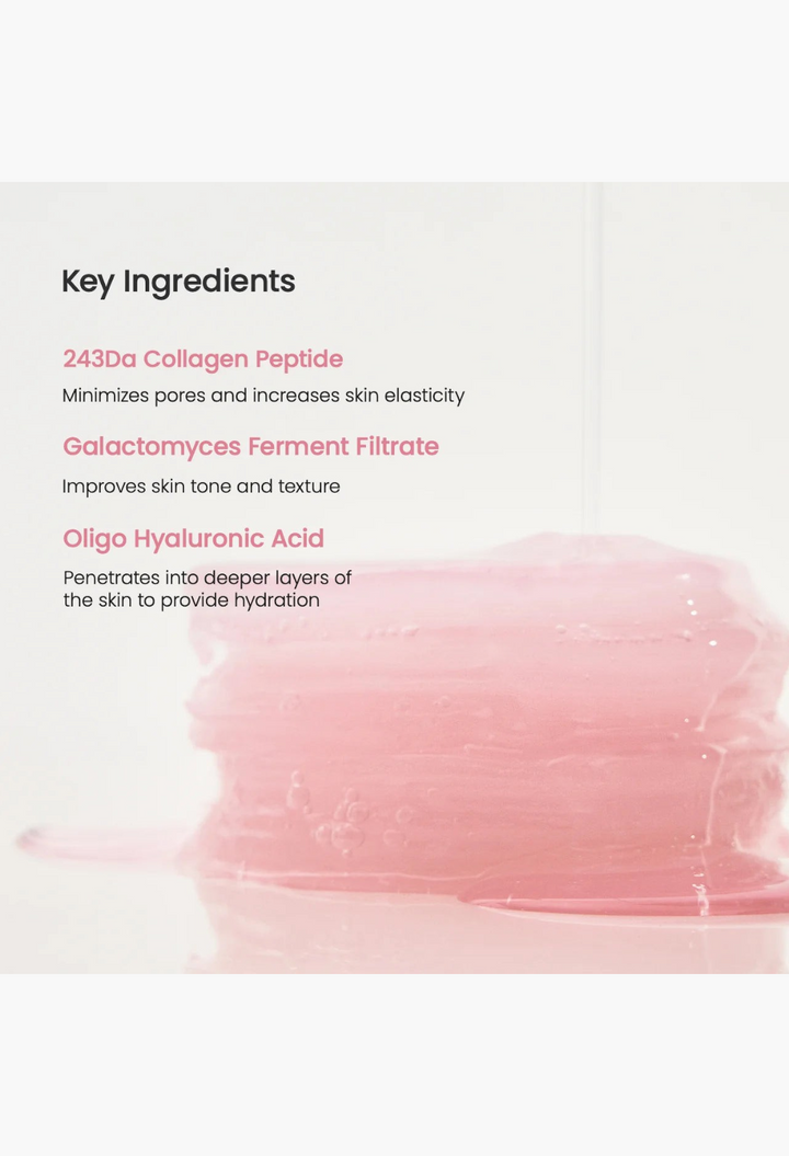 GLAM MODA Biodance collagen gel toner pad with a translucent pink texture for deep skin hydration and elasticity.