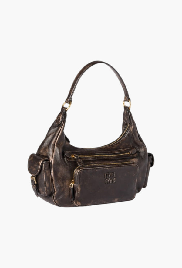 Coffee - Pocket Nappa Leather Bag