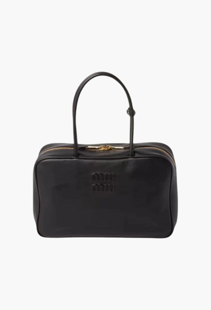 Black - Leather Top-Handle Bag