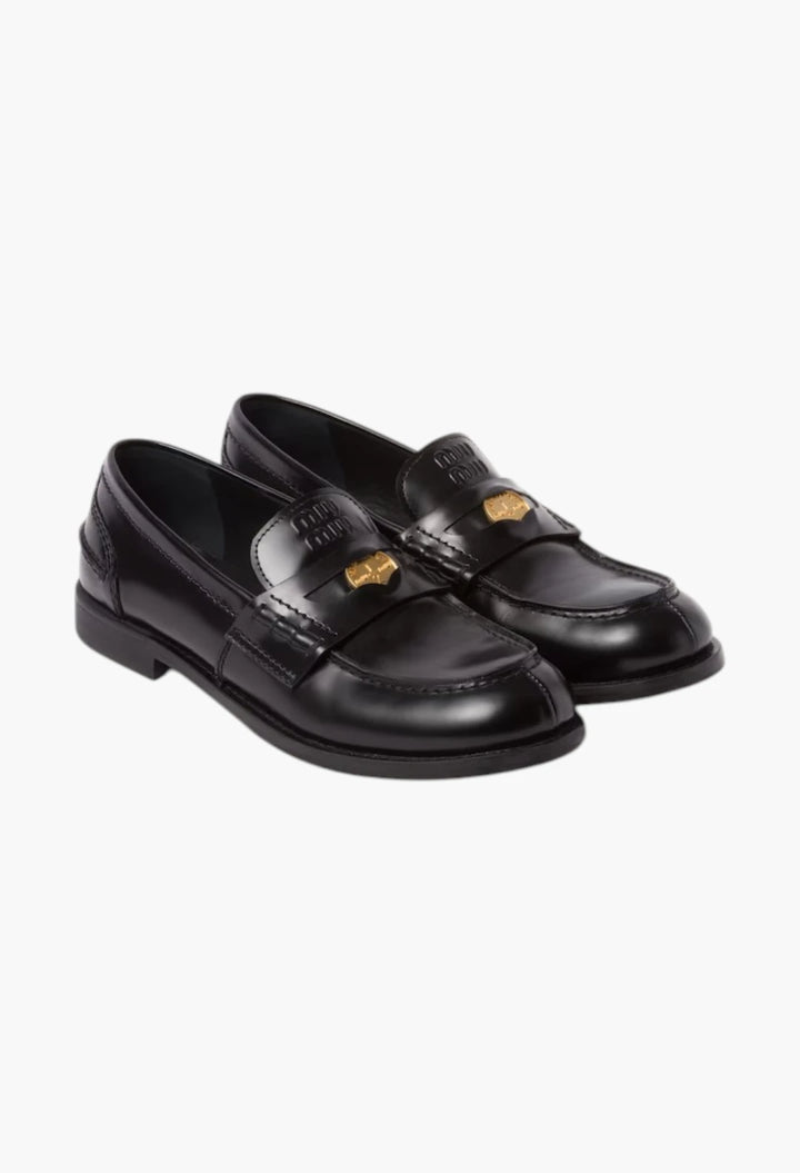 Black - Brushed Leather Penny Loafers