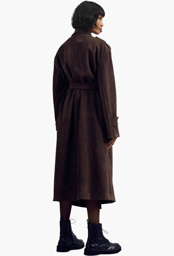 Pembroke Faux Suede Trench - Brown