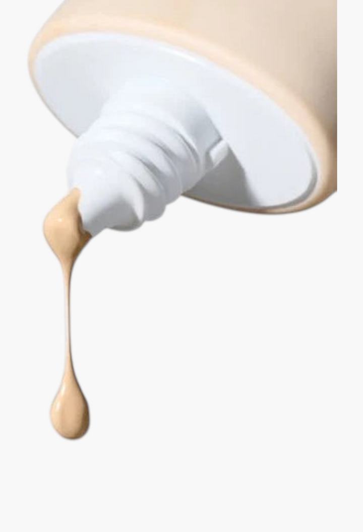 GLAM MODA Goodal Heartleaf BB sunscreen in neutral beige shade dispensing a smooth drop from the tube nozzle