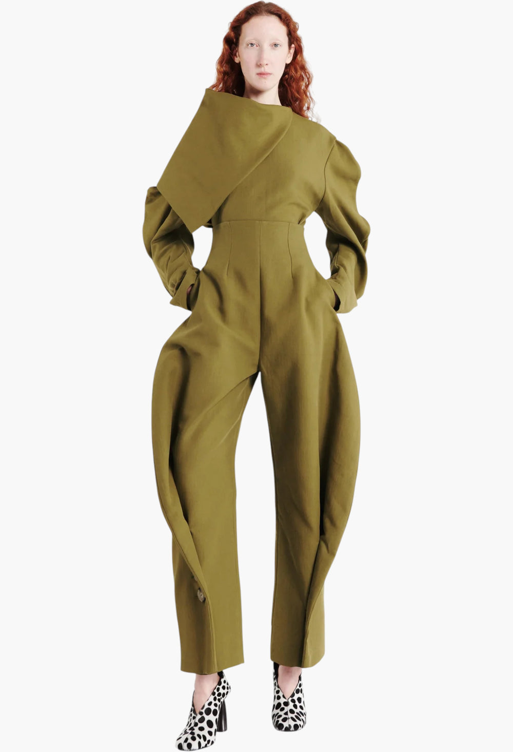 Draped Collar Top Khaki Green - GLAM MODA