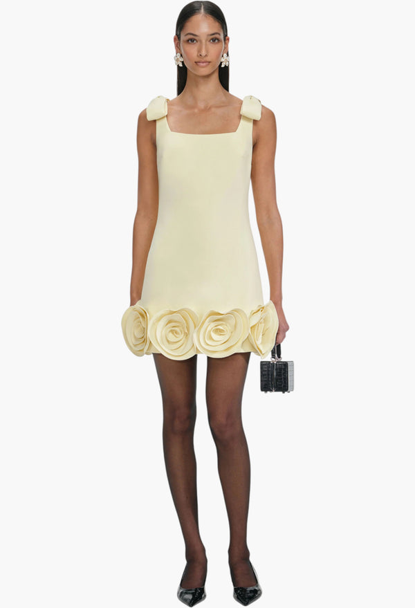 Crepe 3d Flower Mini Dress