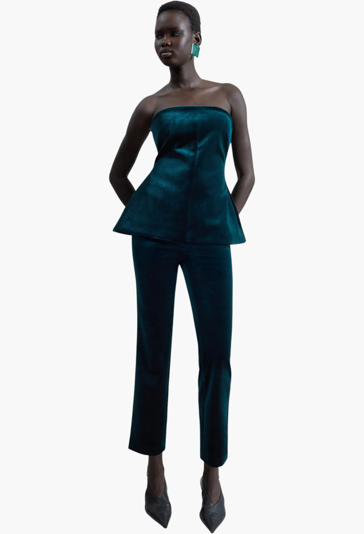 Laila Velvet Hourglass Bustier - Deep Green - GLAM MODA