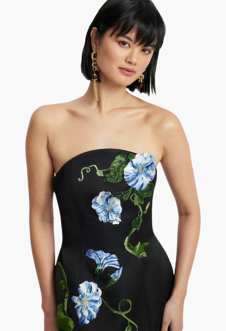 Appliqué Floral Bustier Mini Dress - GLAM MODA
