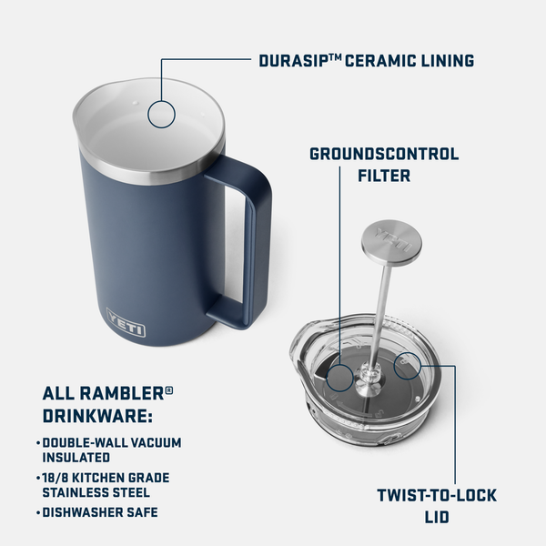 White - French Press With Durasip™ Ceramic Lining