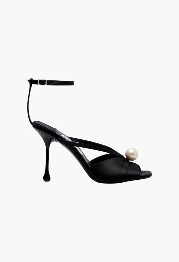 Black - Siva 95 Embellished Satin Sandals