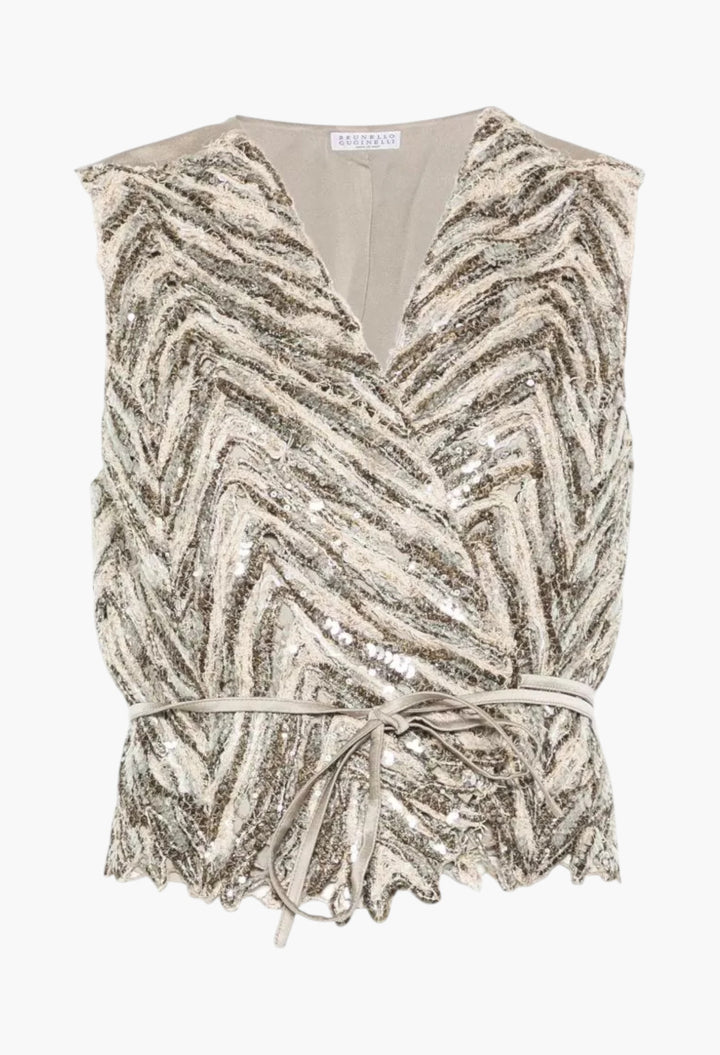 Embroidered Silk Vest - GLAM MODA