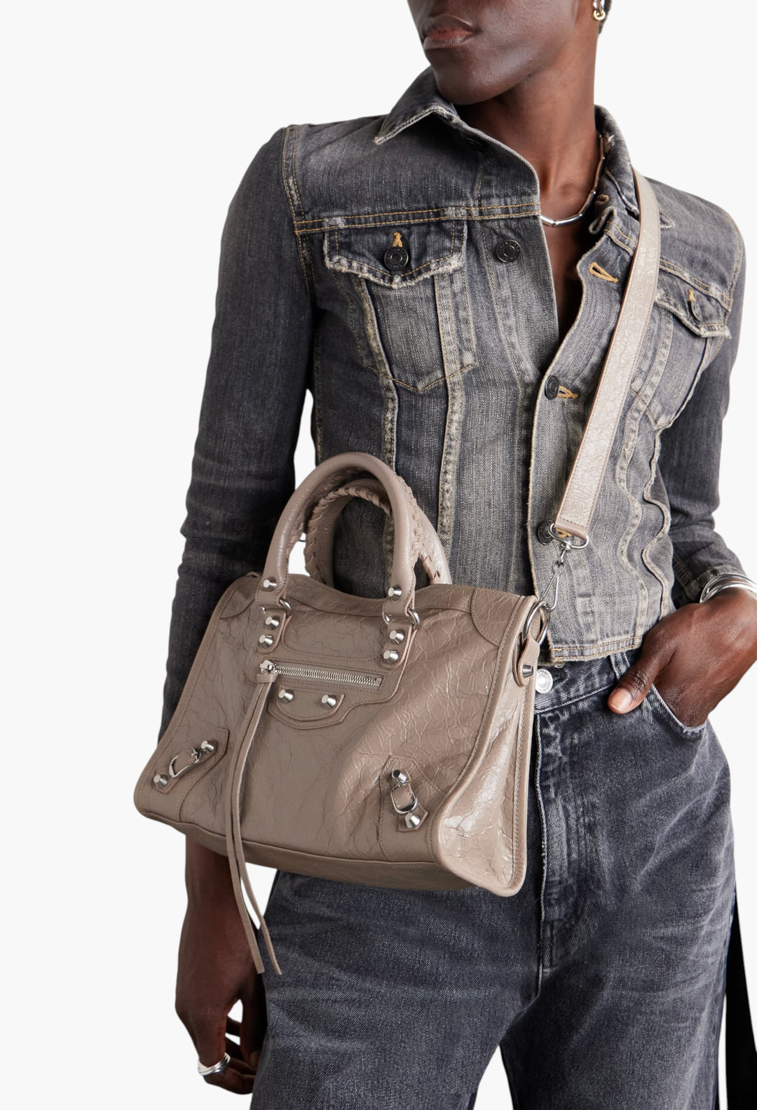Le City Small Embellished Textured-Leather Tote - GLAM MODA