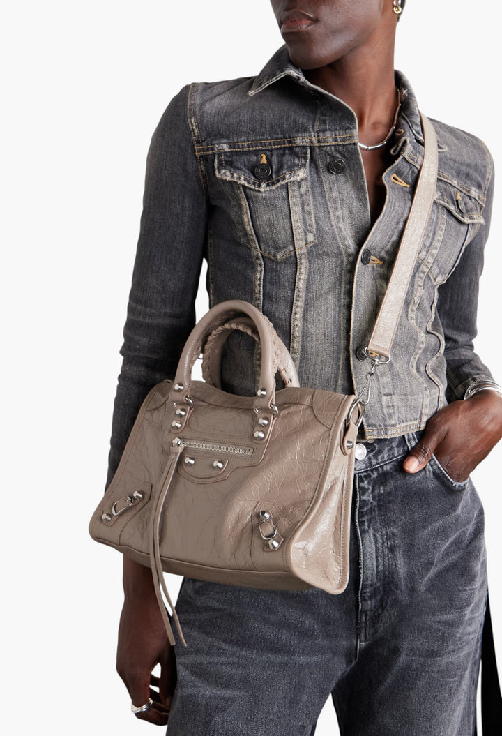 Le City Small Embellished Textured-Leather Tote - GLAM MODA