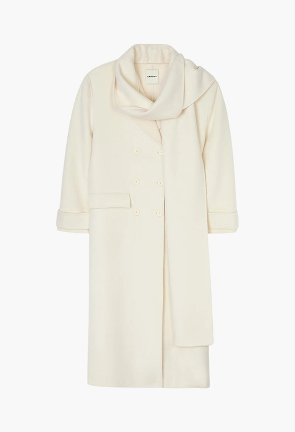 Oversized Wool Coat With Removable Scarf