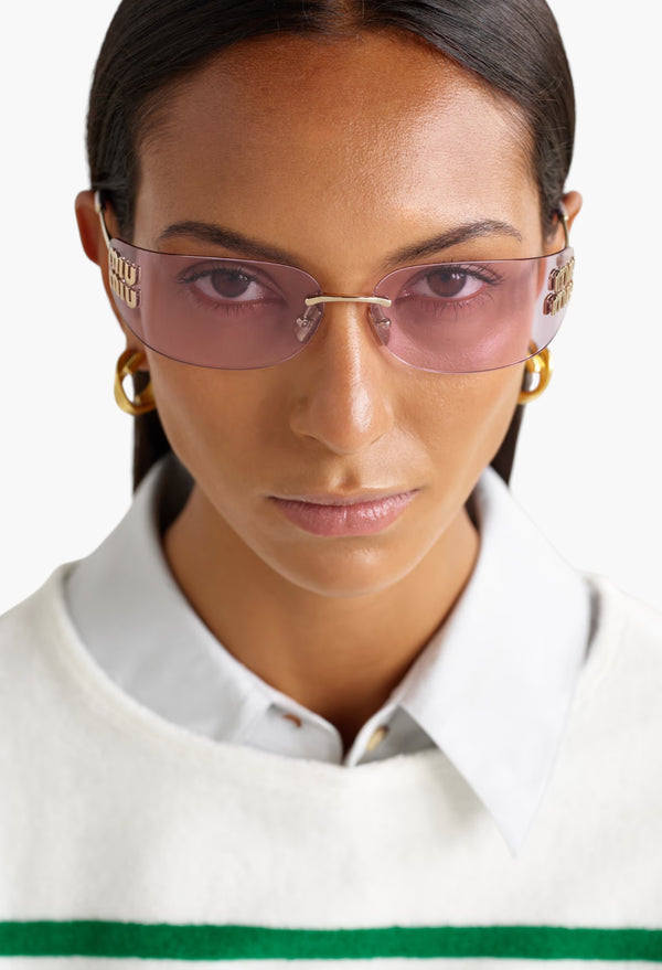 D-Frame Gold-Tone Sunglasses