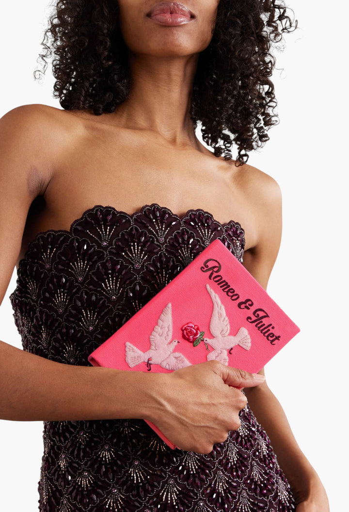 Romeo & Juliet Embroidered Appliquéd Canvas Clutch - GLAM MODA