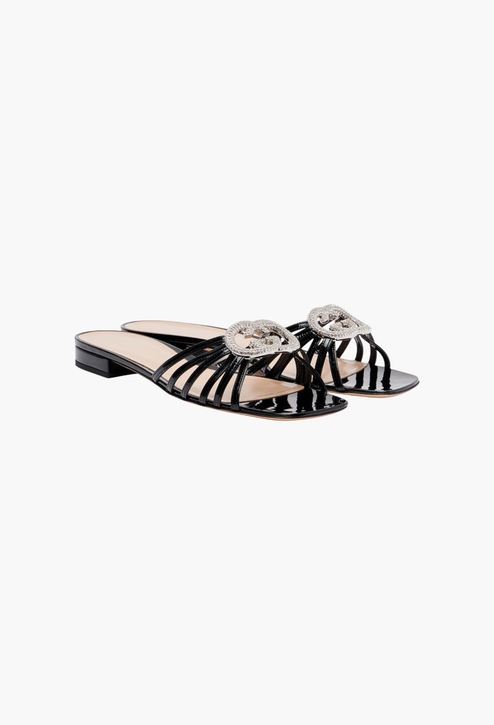 Alicia Interlocking G Patent Leather Mules - GLAM MODA