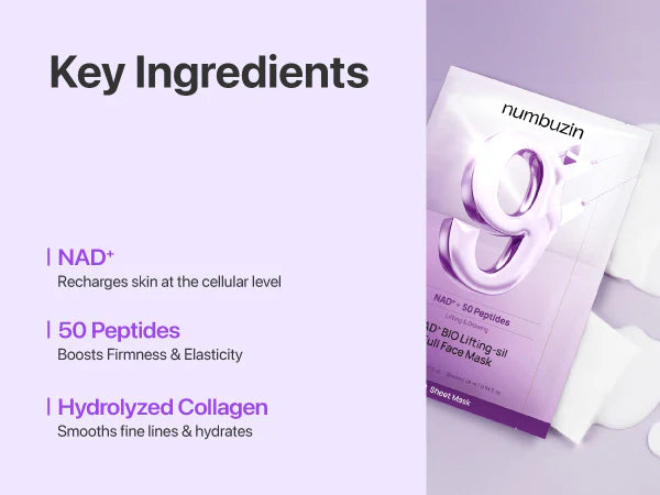 No.9 NAD+ BIO Lifting-Sil Full Face Mask (4 Sheets + Lifting Band) - GLAM MODA