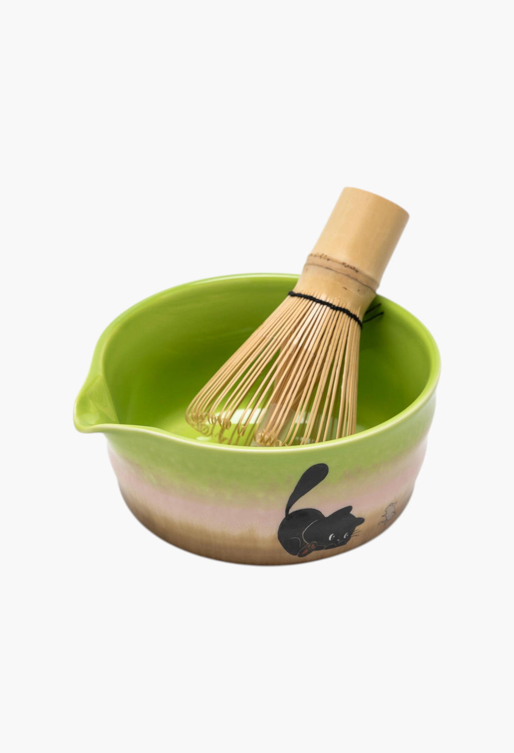 Hand-Painted Cat And Rat Ceramic Matcha Bowl Set With Bamboo Whisk And Chasen Holder Matcha Tea Ceremony Set - GLAM MODA