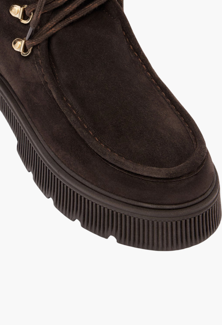 Turin Shearling-Trimmed Suede Lace-Up Boots - GLAM MODA