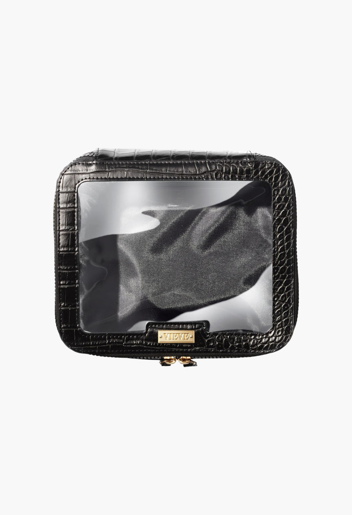 Premium Leather Makeup Bag - Black Makeup Bag - GLAM MODA