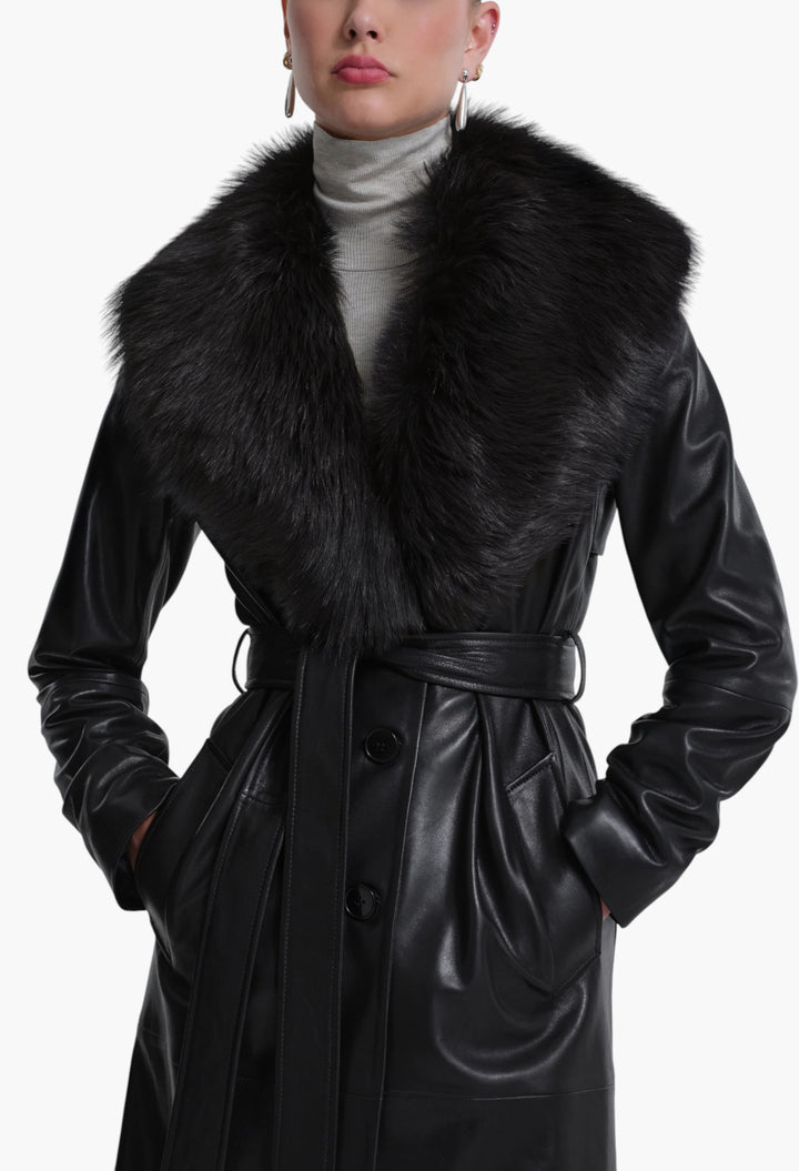 Dakota Glamorous Leather Coat - GLAM MODA
