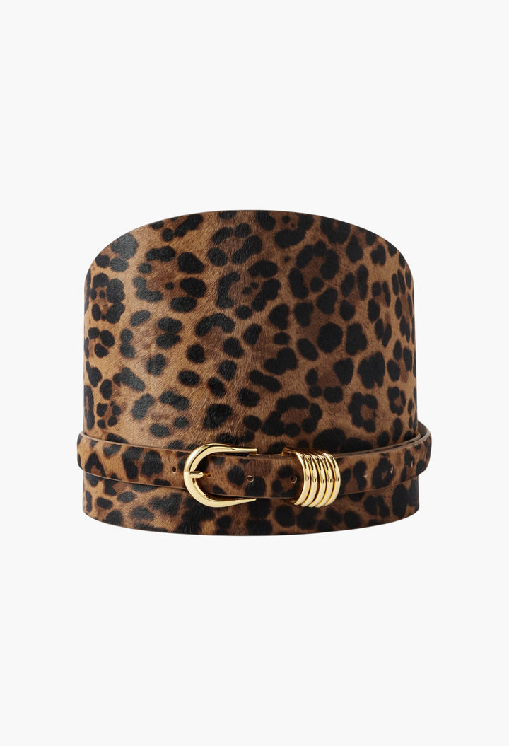 Leopard-Print Calf Hair Waist Belt - GLAM MODA