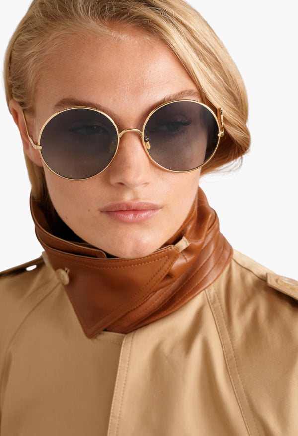 Iconic Round-Frame Gold-Tone Sunglasses