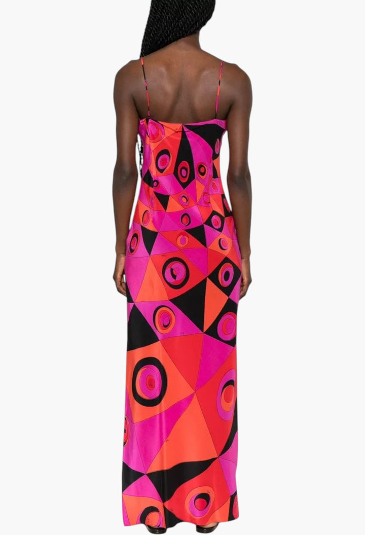 Printed Silk Long Dress - GLAM MODA