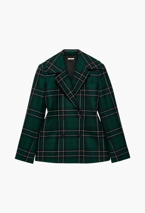 Fitted Waist Tailored Jacket In Forest Green