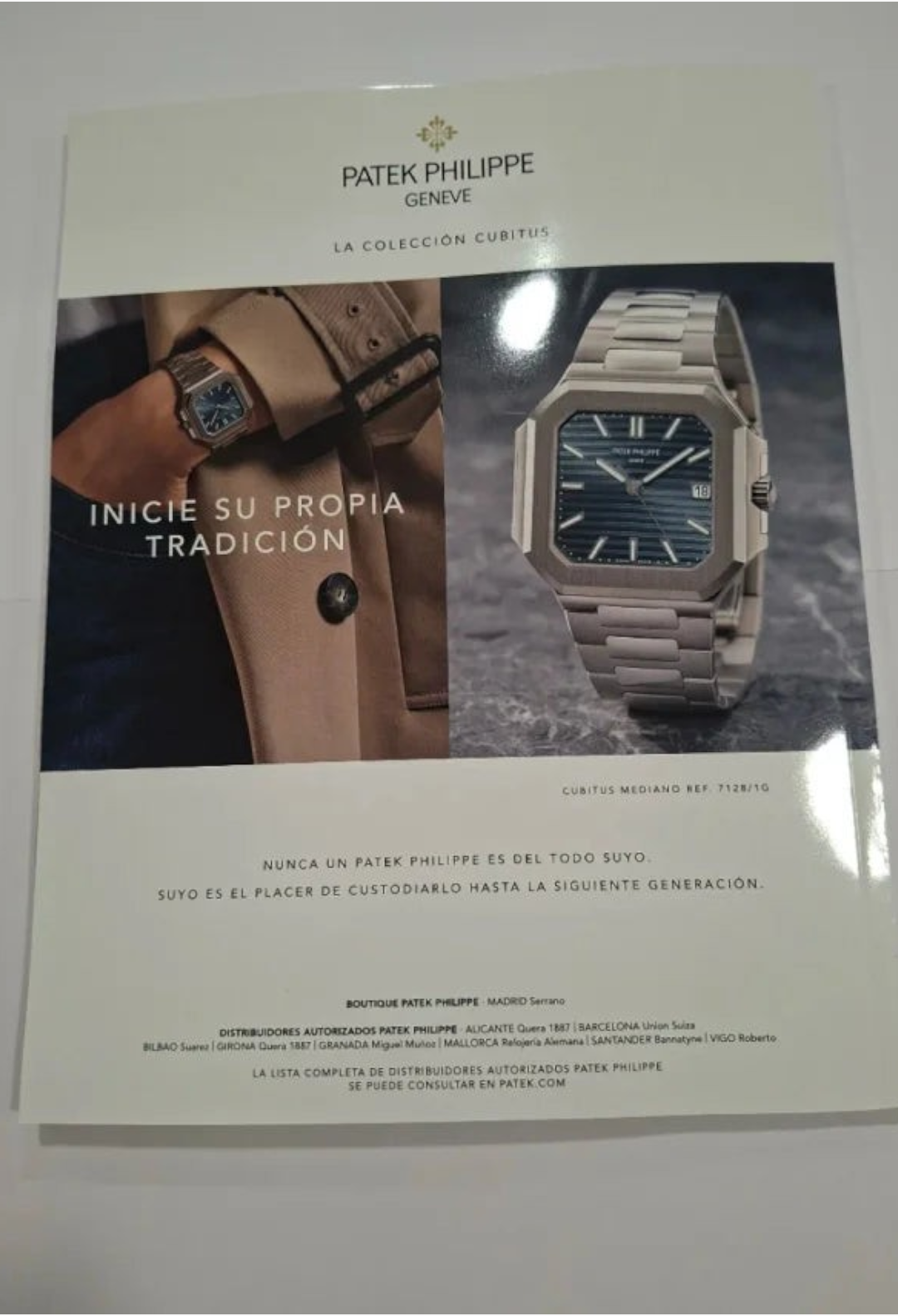 GLAM MODA Bazaar Spain July 2026 magazine cover featuring a Patek Philippe Cubitus watch advertisement