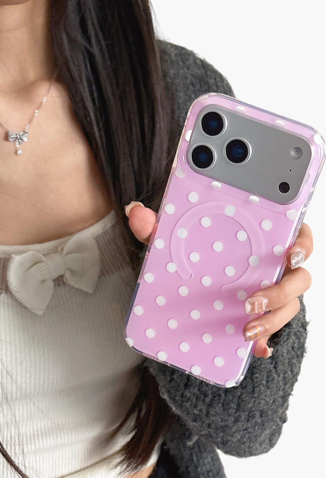 Magnetic Case for iPhone 17 Pro Max Case Compatible with Wireless Charging, Polka Dot Design Shockproof Bumper Cover Case for Girls Women - GLAM MODA