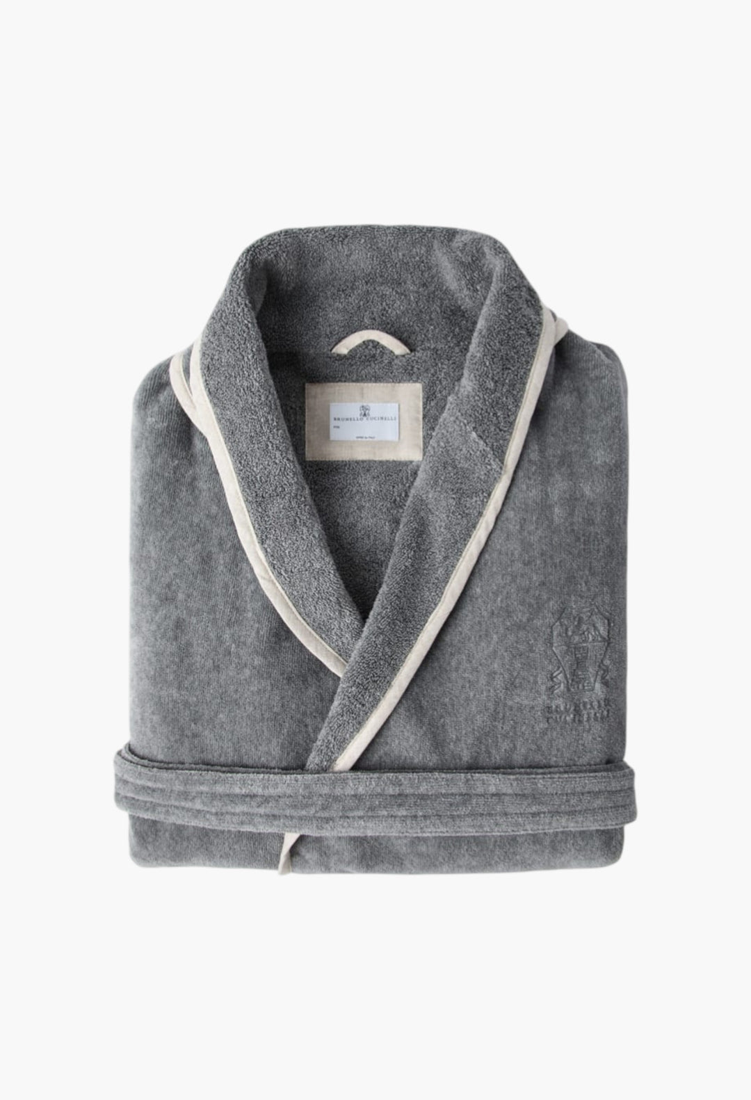 Cotton Terrycloth Bathrobe With Linen Trims - GLAM MODA