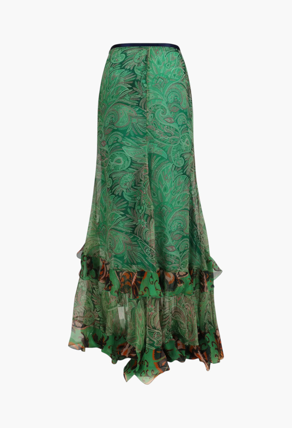 Long Silk Crepon Skirt With Ruffles - GLAM MODA
