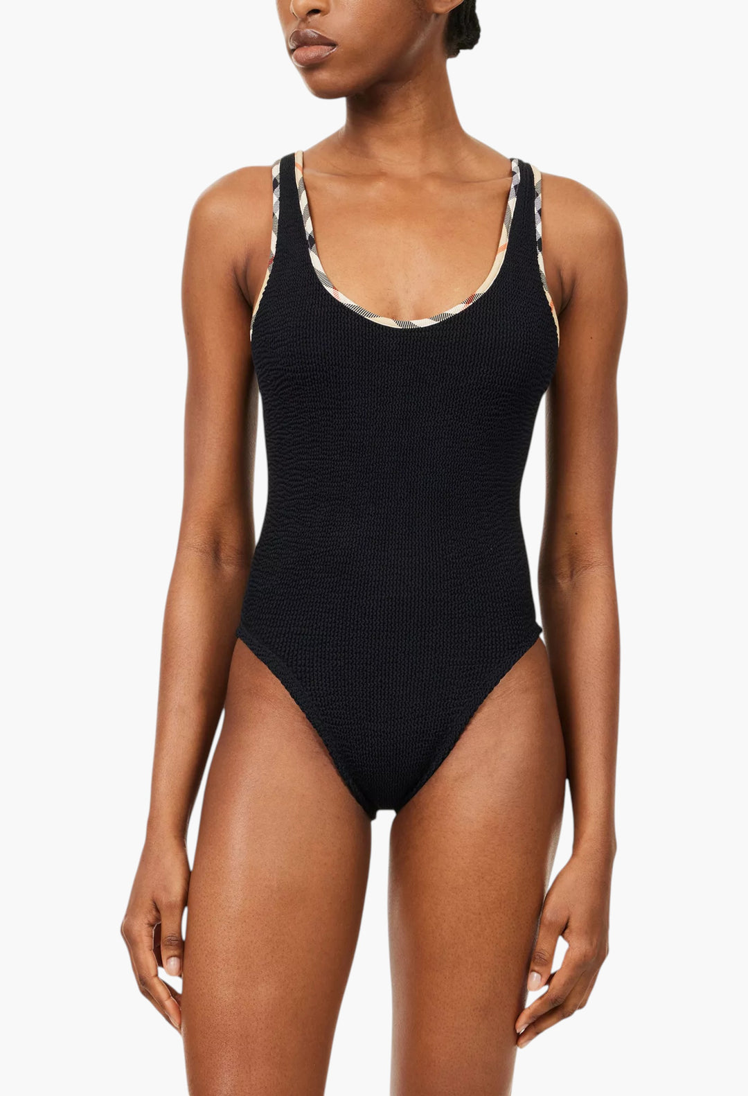 Burberry X Hunza G Faye Check-Trim Swimsuit And Scrunchie Set - GLAM MODA