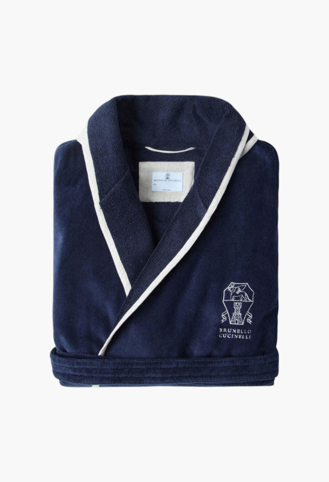 Cotton Terrycloth Bathrobe With Linen Trims - GLAM MODA