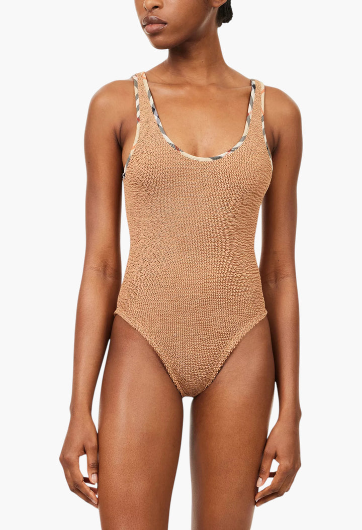 Burberry X Hunza G Faye Check-Trim Swimsuit And Scrunchie Set - GLAM MODA
