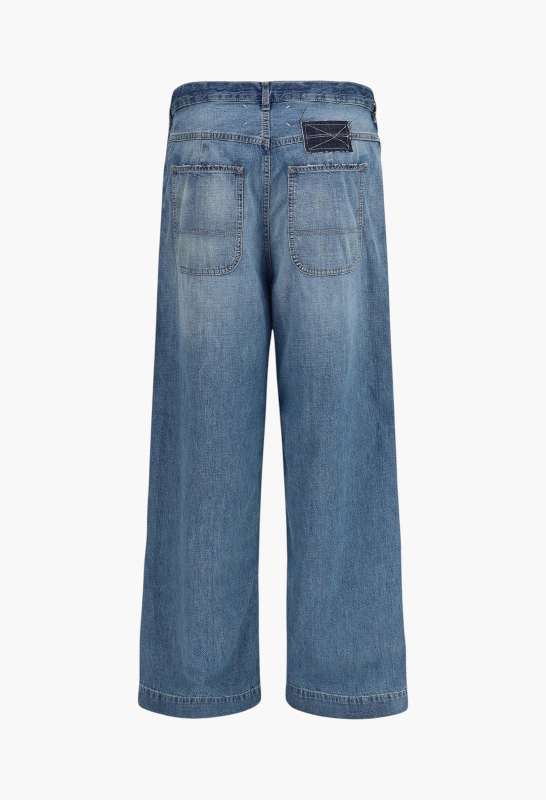 Patchwork-Detail Wide Leg Jeans - GLAM MODA