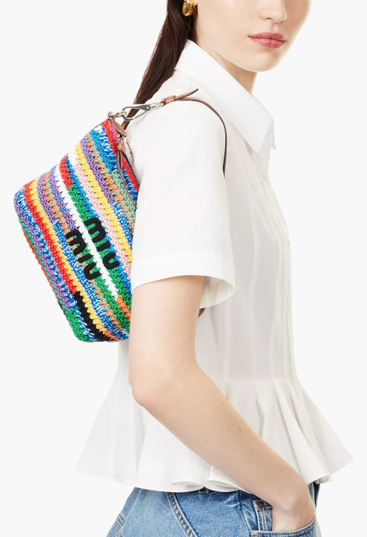 Logo-Embroidered Crochet Tote Bag - GLAM MODA
