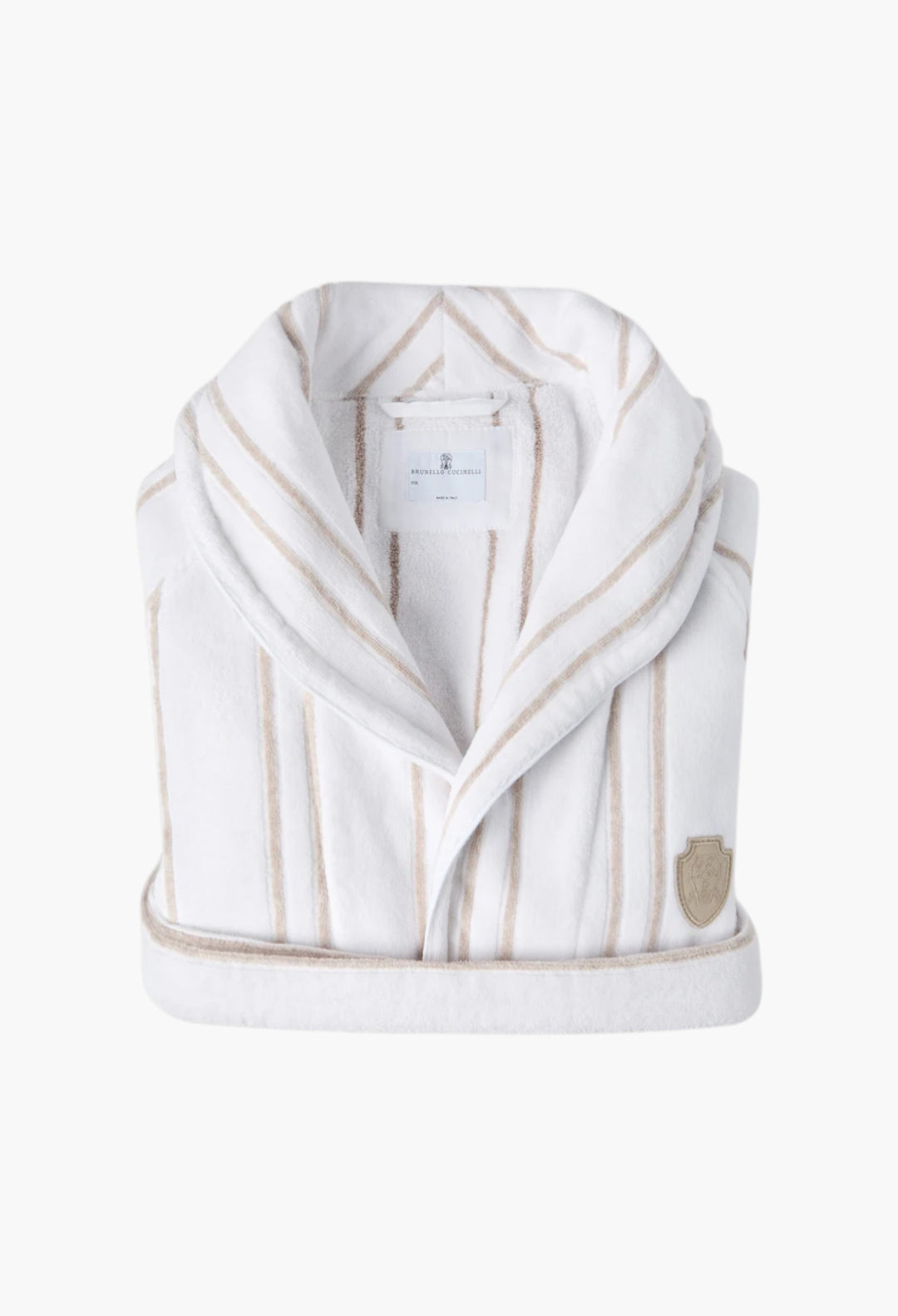 Striped Cotton Terrycloth Bathrobe With Logo - GLAM MODA