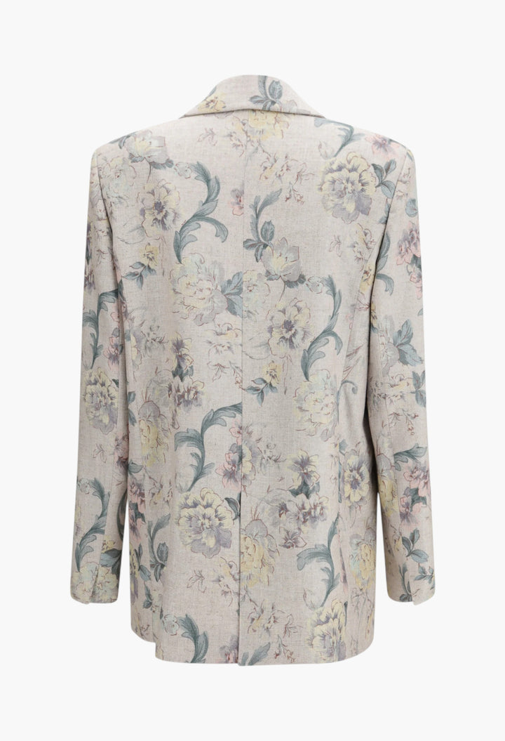 Peonia My Love Motif Hopsack Linen-Blend Jacket - GLAM MODA