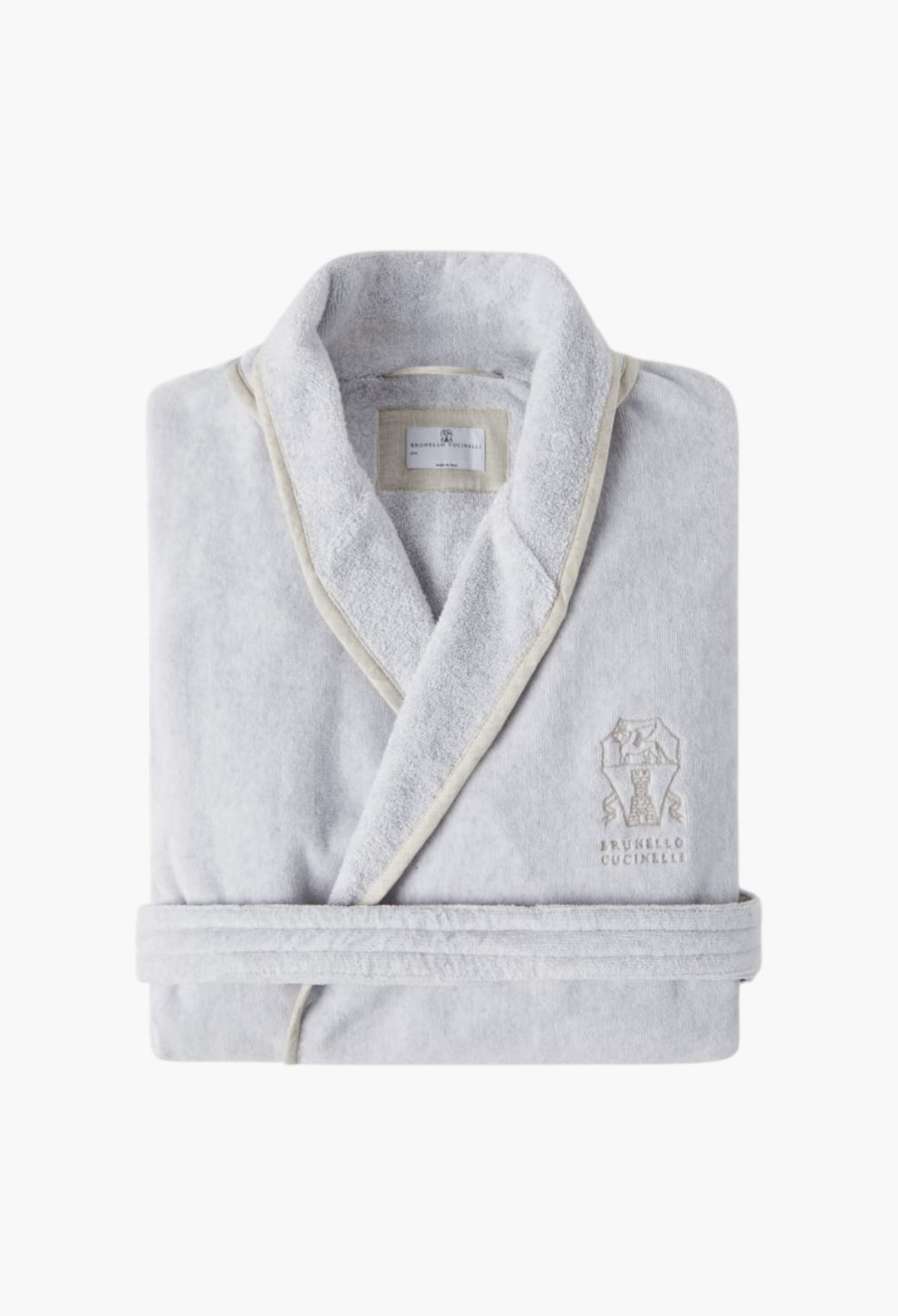 Cotton Terrycloth Bathrobe With Linen Trims - GLAM MODA